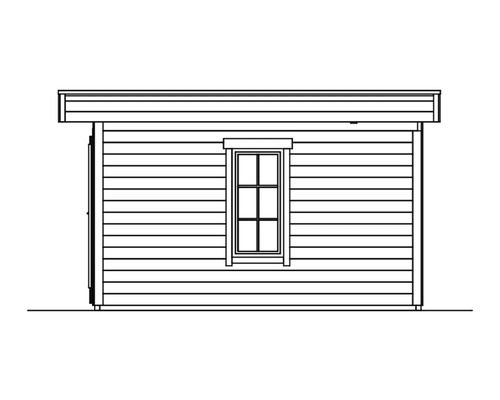 Illustration eines Gartenhauses mit Fenster