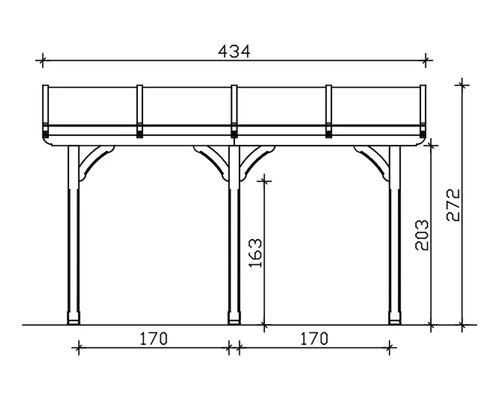 Technische Zeichnung eines Hochbeets mit Maßangaben.