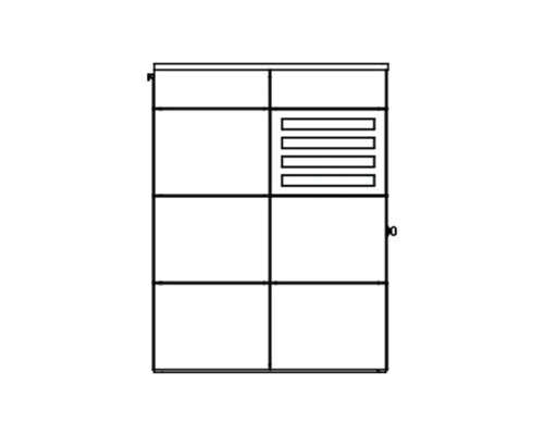 Schrank mit Tür und Schubladen