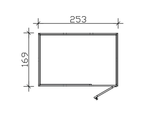 Technische Zeichnung eines Fensters mit den Maßen 253 mal 169