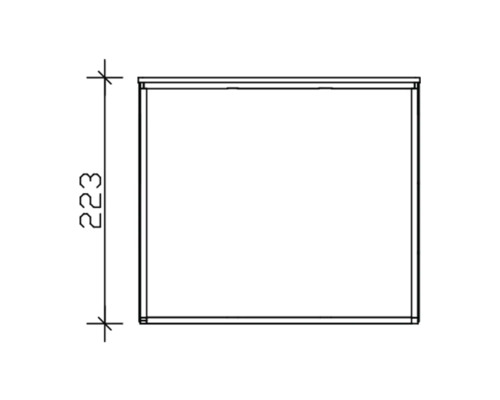 Technische Zeichnung eines Kastens mit der Höhenangabe 223 Millimeter