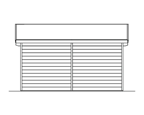 Zeichnung eines Gerätehauses mit Doppeltür