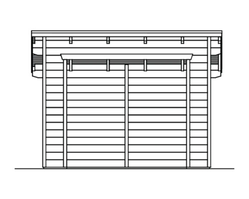 Abbildung eines Gerätehauses aus Holz mit Doppeltür