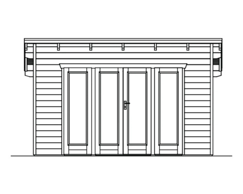 Illustration eines Gartenhauses mit Doppeltür