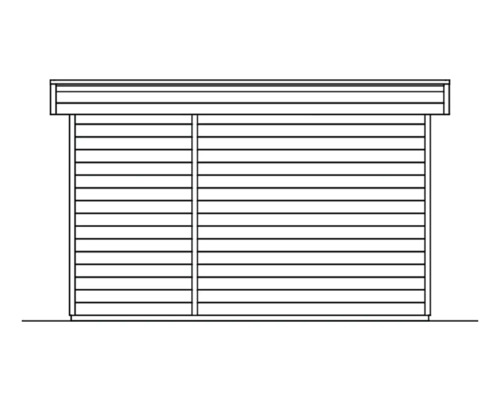 Zeichnung eines Gerätehauses mit Flachdach