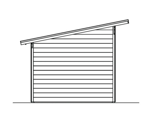Illustration eines Holzgartenschuppens mit Pultdach