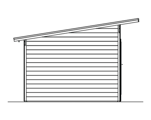 Illustration eines Gartenhauses mit Pultdach.