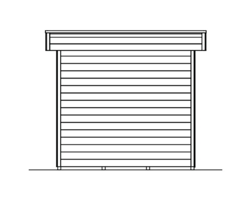 Darstellung eines Gerätehauses in der Frontansicht.