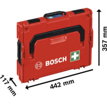 Bosch L-Boxx 136 Werkzeugkoffer mit Erste-Hilfe-Kreuz und den Maßen 442 mm x 117 mm x 357 mm