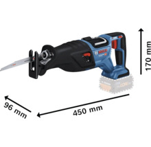 Bosch Säbelsäge mit den Maßen 450 mm Länge, 96 mm Breite und 170 mm Höhe
