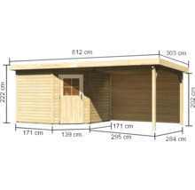 Abmessungen des Holz Gartenhauses