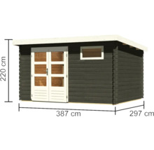 Holzgartenhaus mit Fenster und Doppeltür, Maße 387 cm x 297 cm x 220 cm