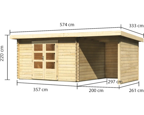 Holzgartenhaus mit Abmessungen