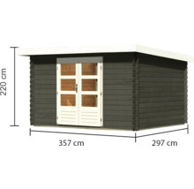 Gartenhaus aus Holz mit den Maßen 357 cm x 297 cm x 220 cm