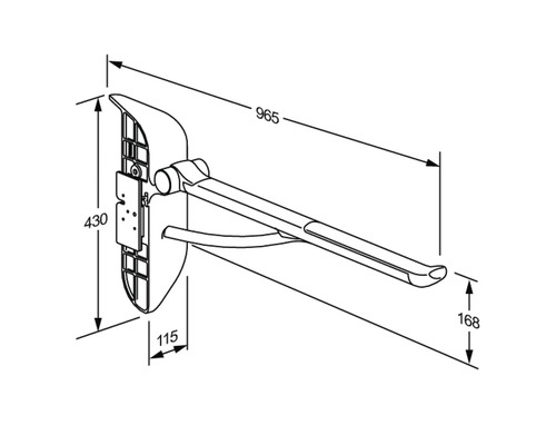 Technische Zeichnung einer Wandhalterung mit Maßangaben