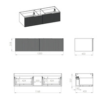 Waschbeckenunterschrank Jungborn Nonus 120x318x45,3 cm ohne Waschbecken fume matt
