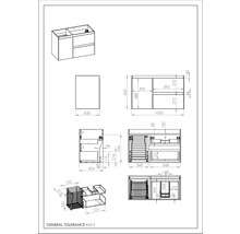 Waschbeckenunterschrank Jungborn DECEM rechts 100x63,5x45,8 cm ohne Waschbecken navy blau matt