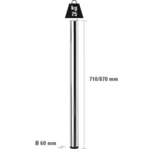 Tischbein aus Metall, Durchmesser 60 Millimeter, Höhe 710 bis 870 Millimeter, Belastbarkeit 75 Kilogramm