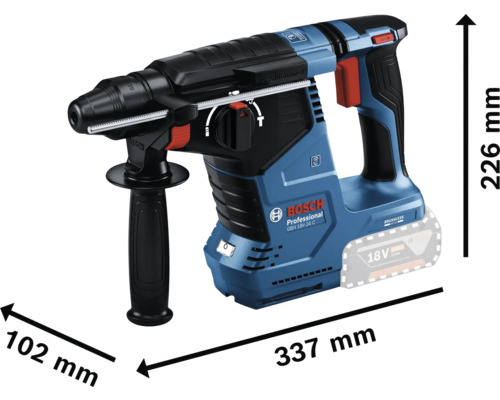 Bosch GBH 18V-24 C Akku-Bohrhammer mit Maßangaben