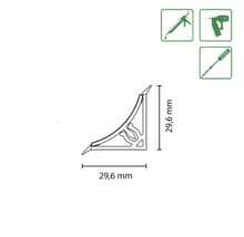 Eckprofil mit den Maßen 29,6 x 29,6 mm