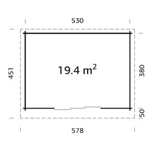 Gartenhaus Palmako Lea 19,4 m² Schiebetür Isolierglas inkl. Fußboden 578 x 451 cm braun