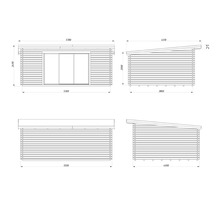 Gartenhaus Palmako Lea 19,4 m² Schiebetür Isolierglas inkl. Fußboden 578 x 451 cm braun