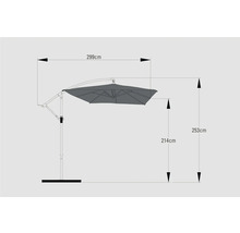 Sonnenschirm Ampelschirm Soluna Lyon mit Kurbelfunktion und Kreuzfußständer 250x250 cm Polyester dunkelgrau-thumb-9
