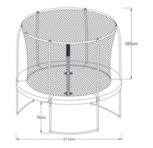 Trampolin mit Sicherheitsnetz und den Maßen 311 x 185 x 76 cm.