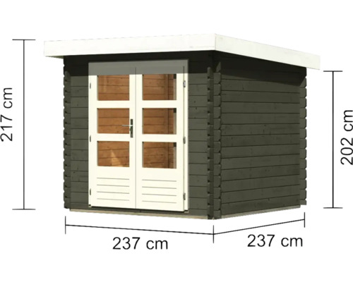 Gartenhaus mit den Maßen 237 x 237 x 217 cm