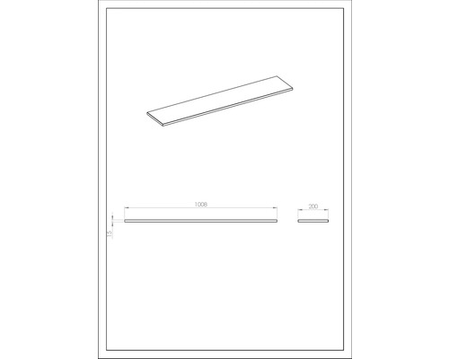 Technische Zeichnung einer Holzplatte mit den Maßen 1008 x 200 x 15 Millimeter.