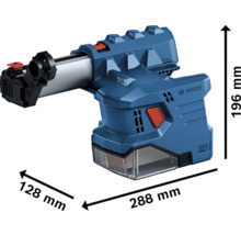Bosch Staubabsaugung mit Maßangaben.