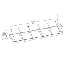 Zeichnung eines Dachfensters mit Maßangaben: 471 cm Länge, 140 cm Breite und 17 cm Höhe.