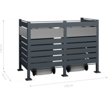 Mülltonnenbox für zwei Mülltonnen mit den Maßen 170 x 90 x 120 cm