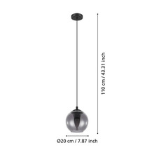 Pendelleuchte mit rundem Lampenschirm und einer Länge von 110 cm