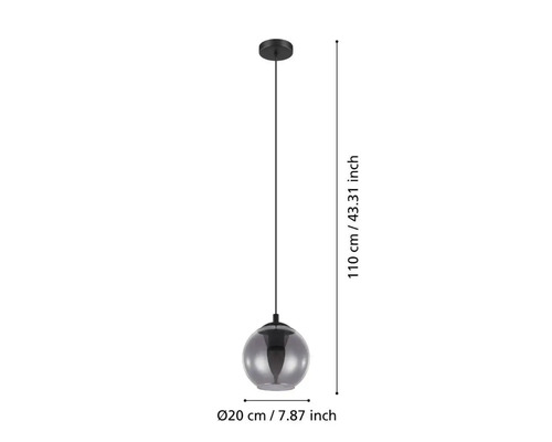 Pendelleuchte mit rundem Lampenschirm und einer Länge von 110 cm