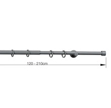 Gardinenstange ausziehbar von 120 bis 210 Zentimeter mit Ringen