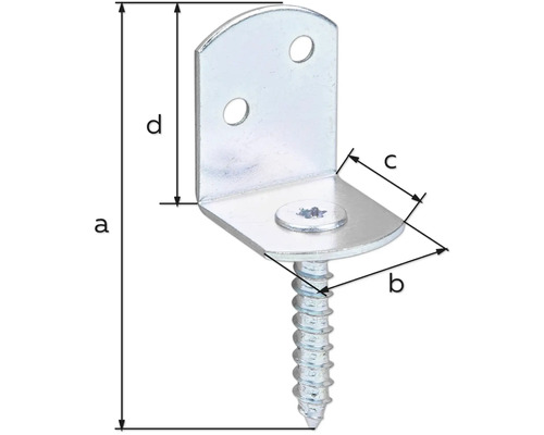 Winkelverbinder mit Schraube und Maßangaben