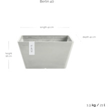 Vierckiger Pflanzkübel Berlin 40, Länge 41 Zentimeter, Tiefe 41 Zentimeter, Höhe 18 Zentimeter