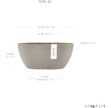 Sofia 30 Pflanzgefäß mit Größenangaben.