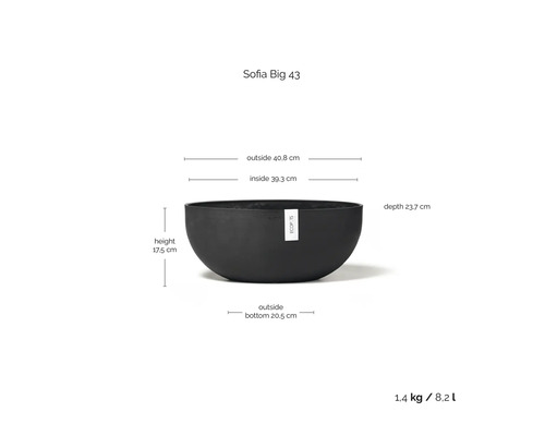 Sofia Big 43 Pflanzgefäß mit Maßangaben