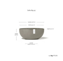 Sofia Big 43 Pflanzgefäß mit Größenangaben