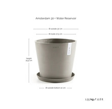 Amsterdam 30 Pflanztopf mit Wasserreservoir und den Maßen 30 Zentimeter Außendurchmesser, 27,5 Zentimeter Innendurchmesser und 25,9 Zentimeter Höhe