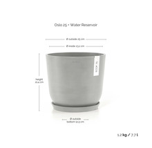 Oslo 25 Pflanzgefäß mit Wasserreservoir und Maßangaben