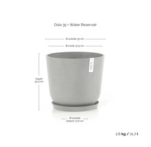 Oslo 35 Pflanzgefäß mit Wasserreservoir und Größenangaben