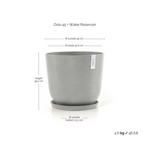 Oslo 45 Pflanzgefäß mit Wasserreservoir und Maßangaben