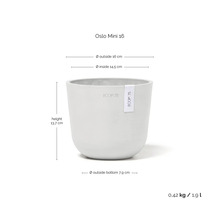 Oslo Mini 16 Pflanzgefäß mit den Maßen Höhe 13,7 cm, Außendurchmesser 16 cm, Innendurchmesser 14,5 cm und Außendurchmesser unten 7,9 cm