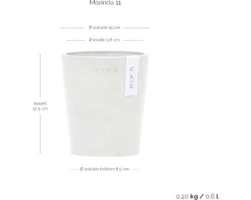 Morinda 11 Pflanztopf mit Größenangaben
