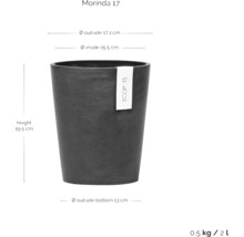Morinda 17 Pflanztopf mit Größenangaben