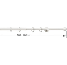 Gardinenstange ausziehbar von 160 bis 280 Zentimeter mit Gardinenringen
