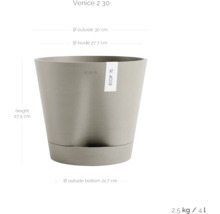 Blumentopf mit den Maßen Höhe 27,5 cm, Außendurchmesser 30 cm und Bodendurchmesser 21,7 cm.